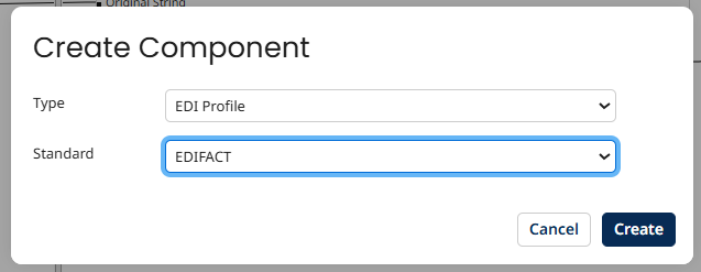 Select the Standard as EDIFACT and click on create