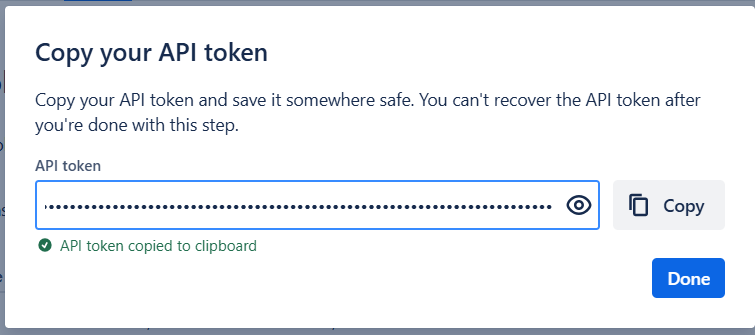 Copy the API Token and save it for further use