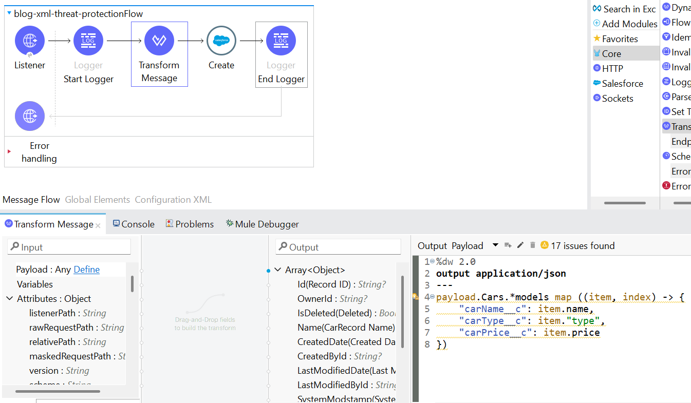 Transform the message to map the fields.