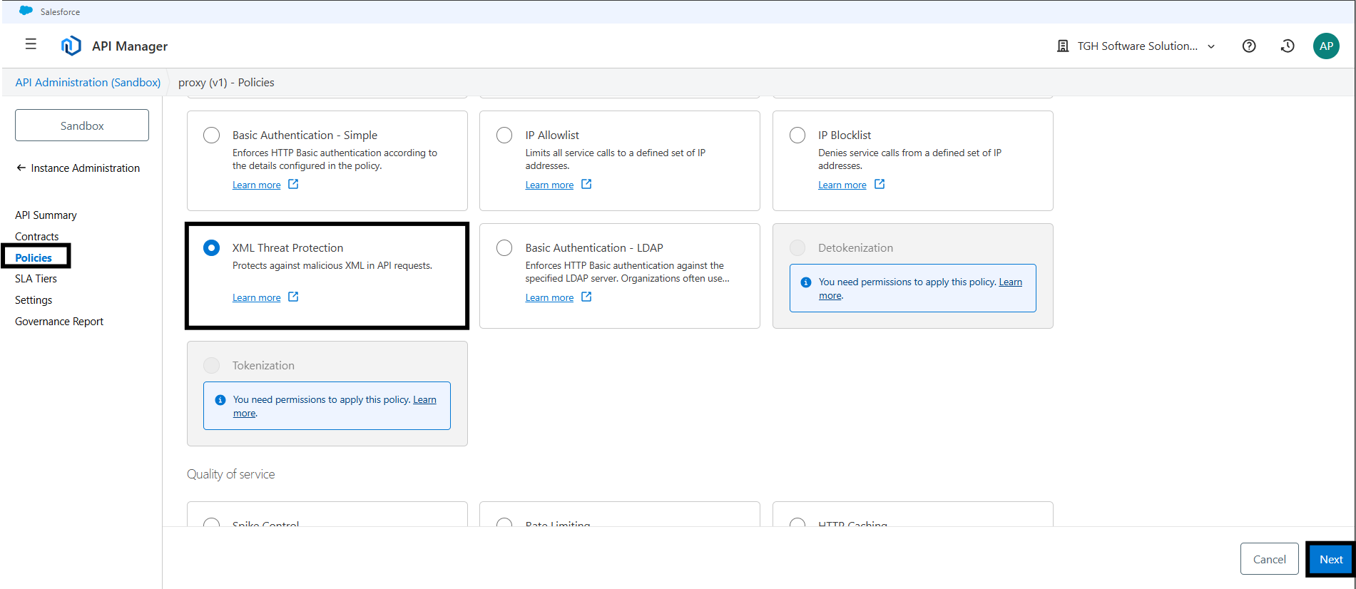 Add XML threat protection policy