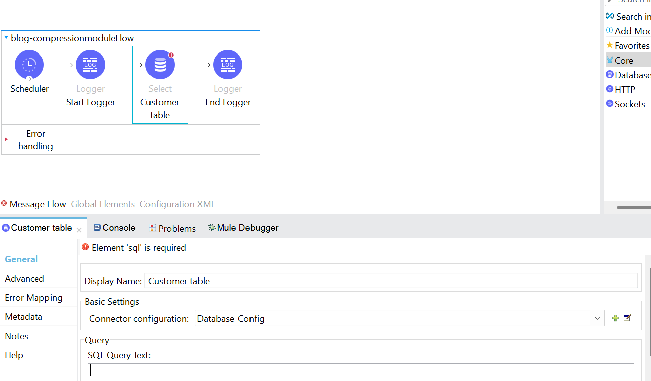 Database Select operation