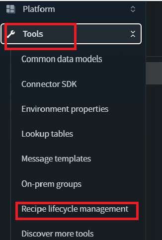 Recipe Lifecycle Management option