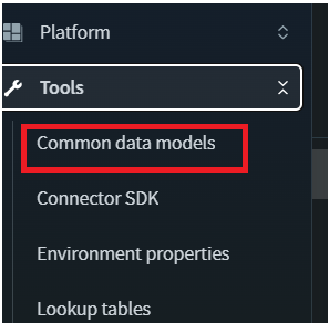 Select Common Data Model from Tools in Workato.