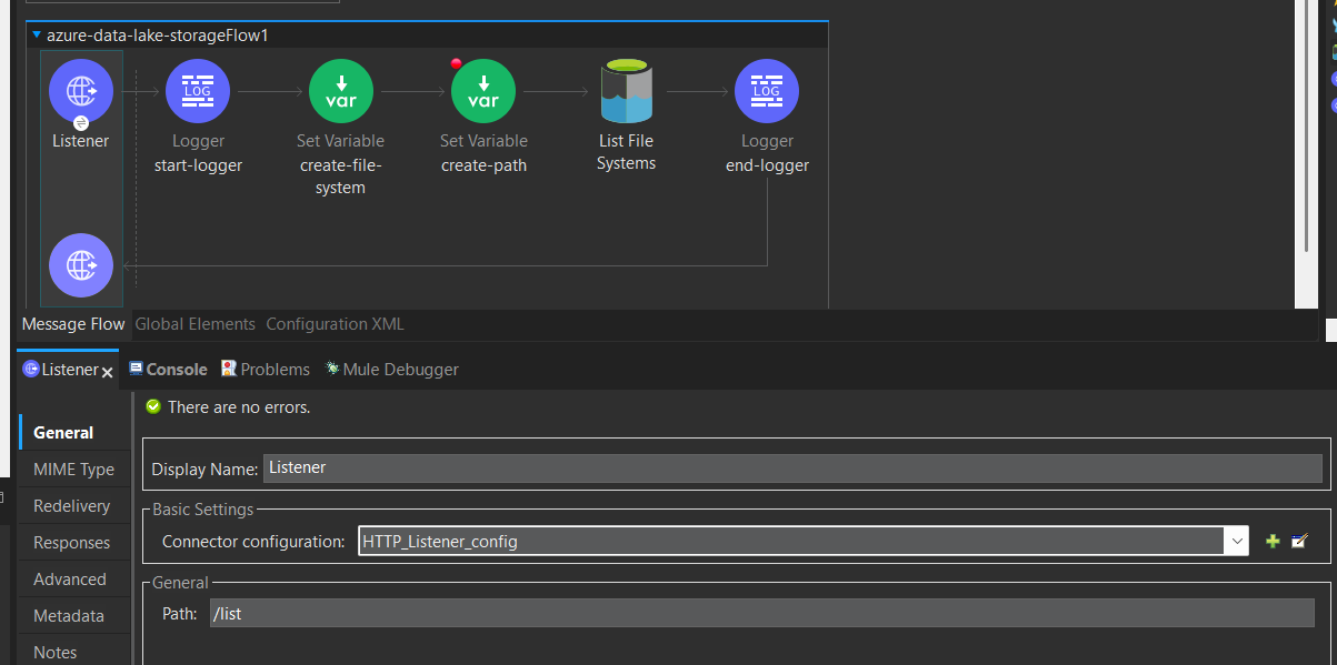 Mule listener /list setup