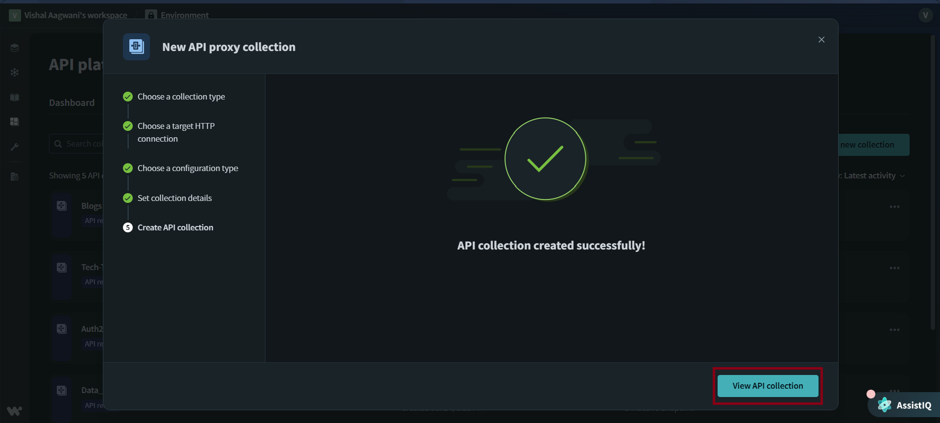 API collection created