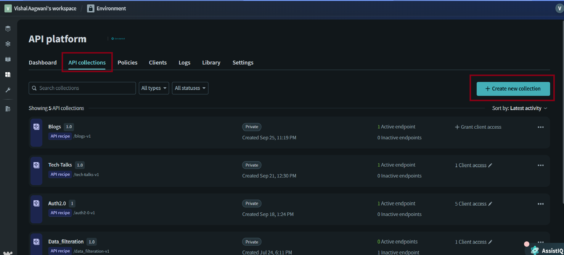 Create new collection