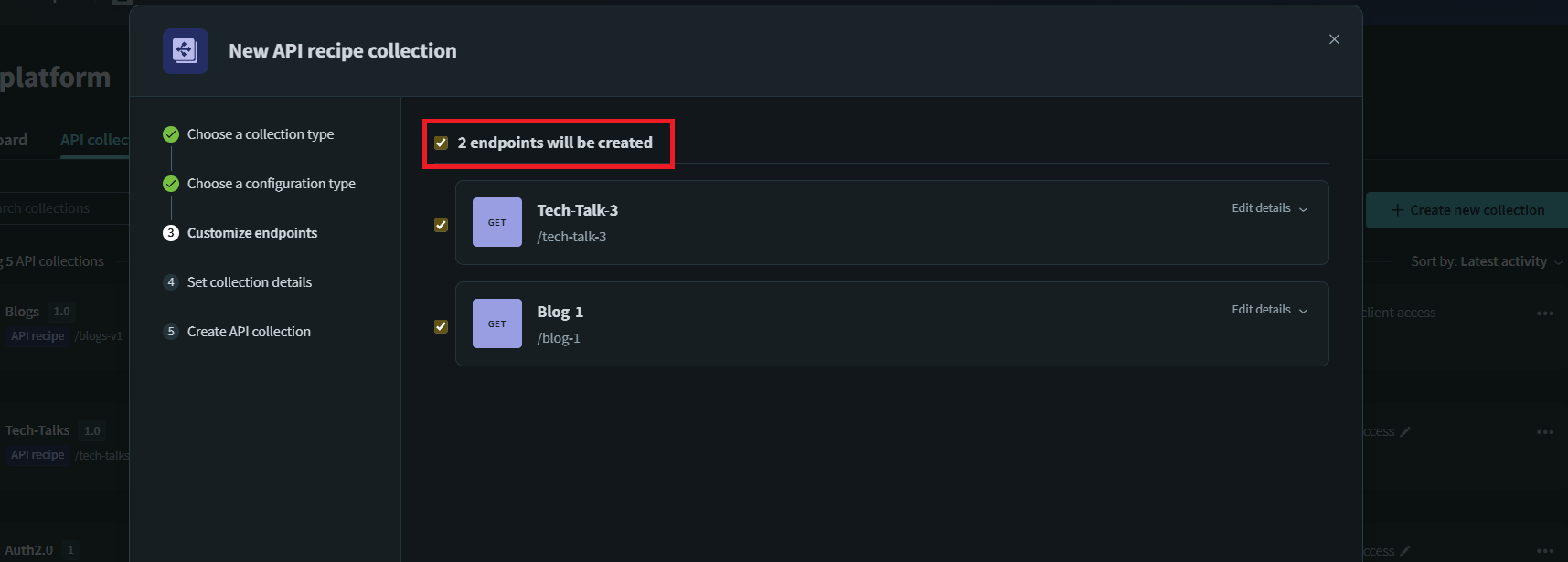 Select the created recipe