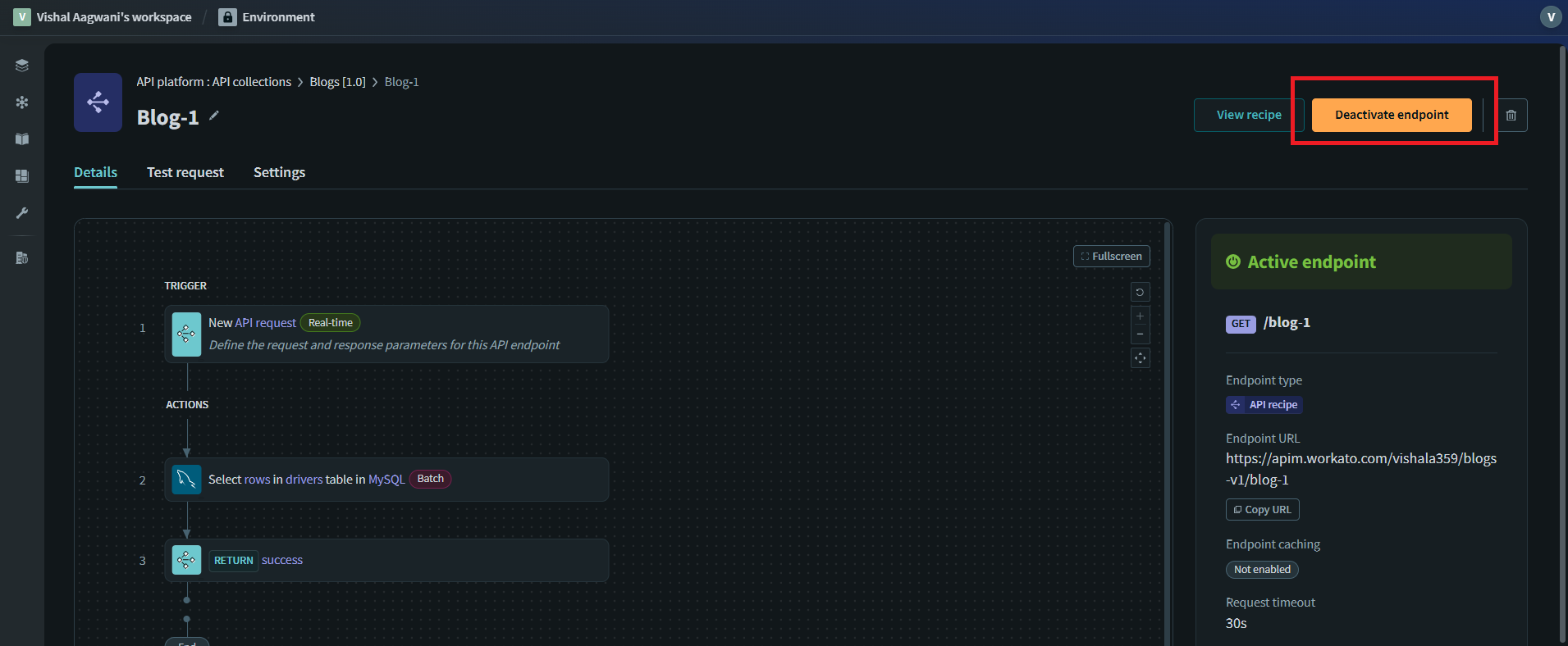 Activate recipe & endpoint