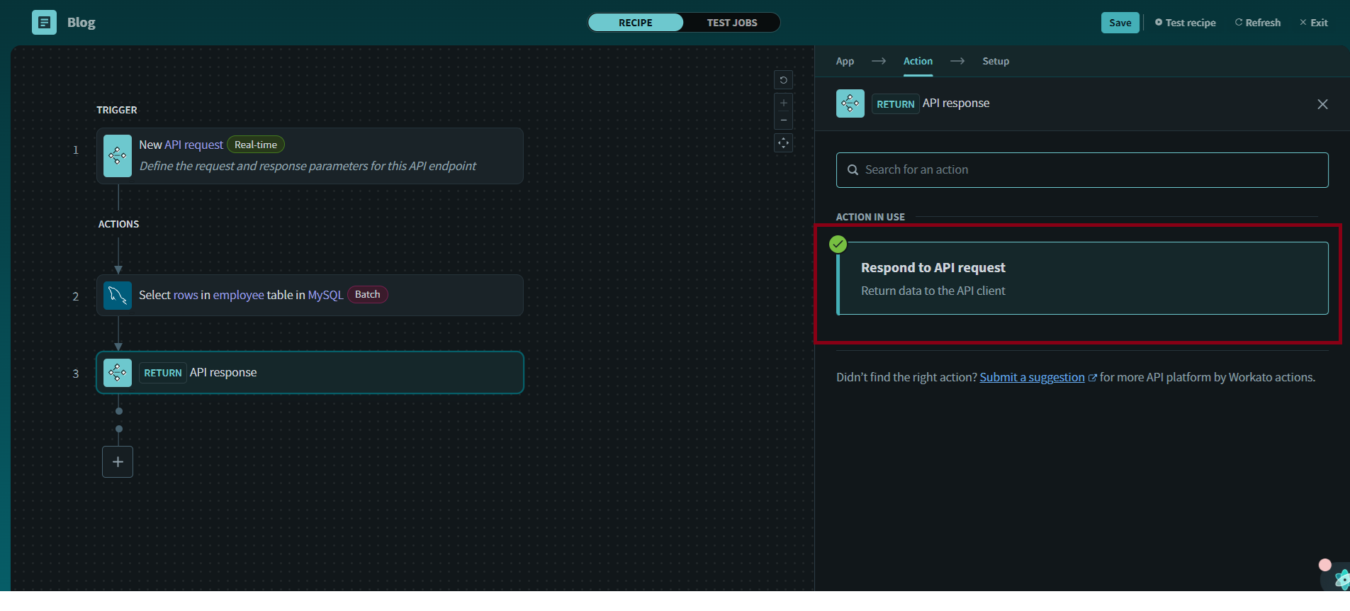 Respond to API request