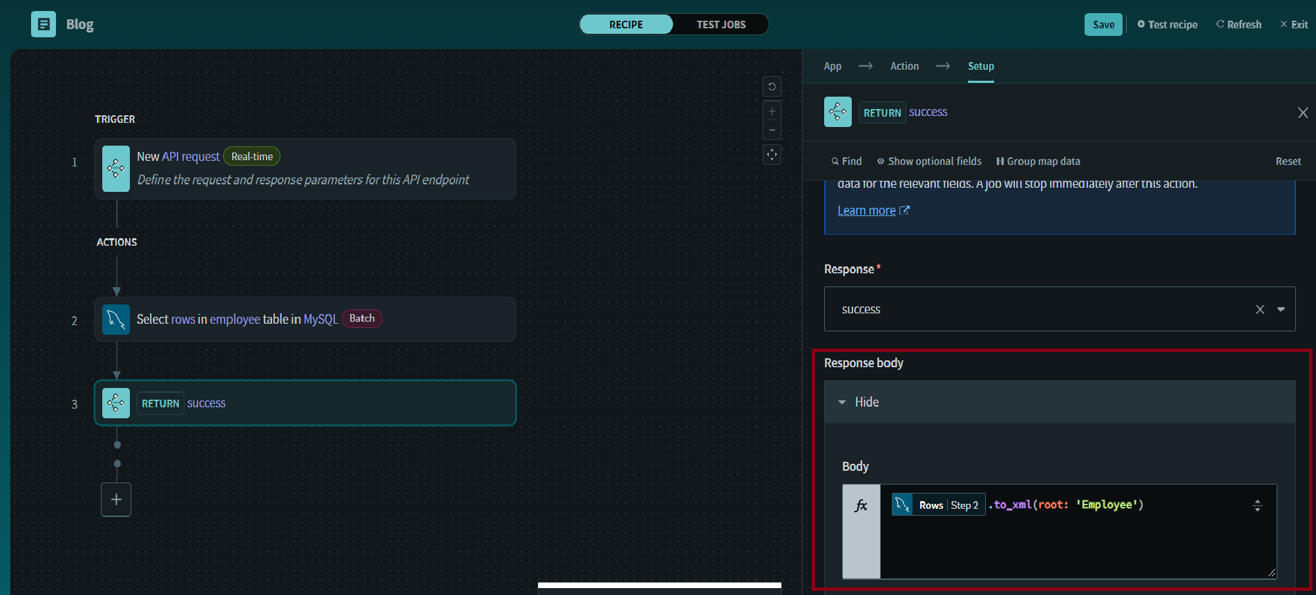 Return response body as XML