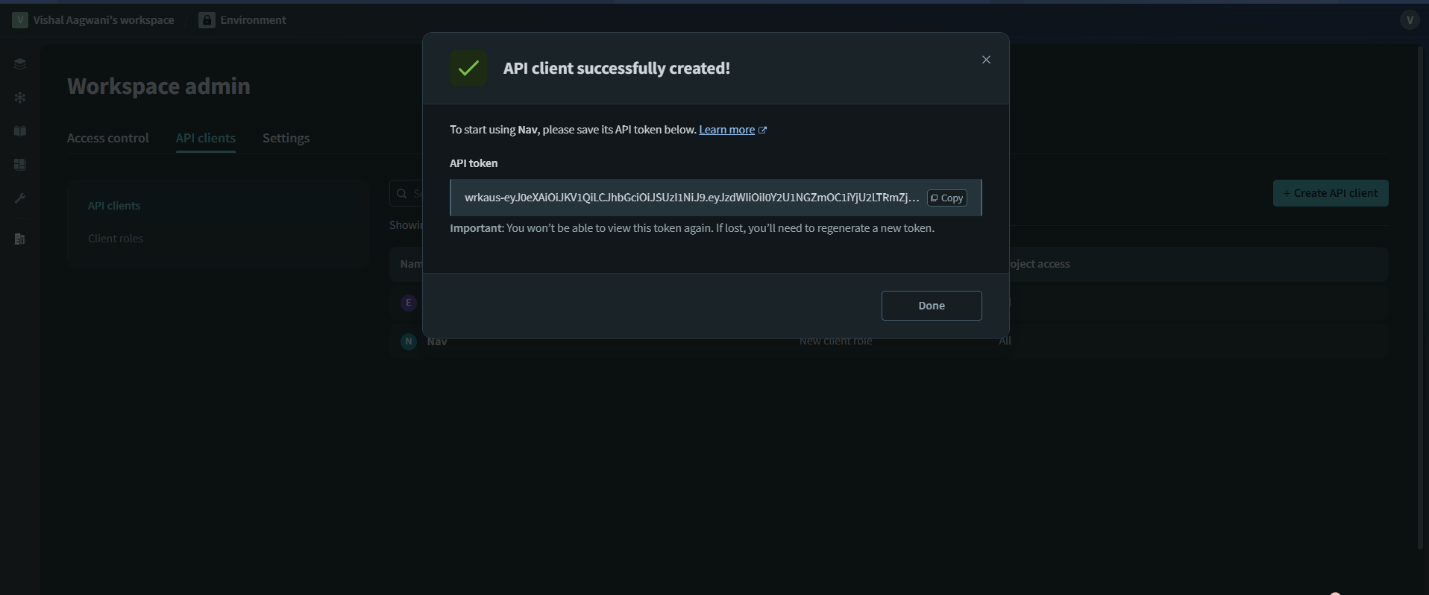 API client setup complete