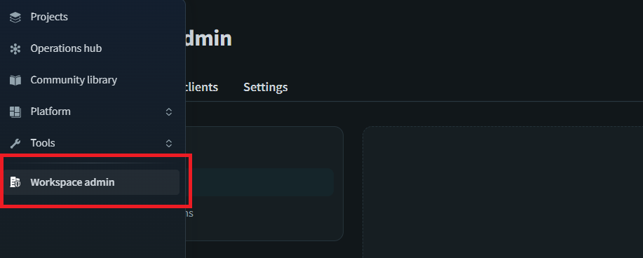 Open Workspace admin