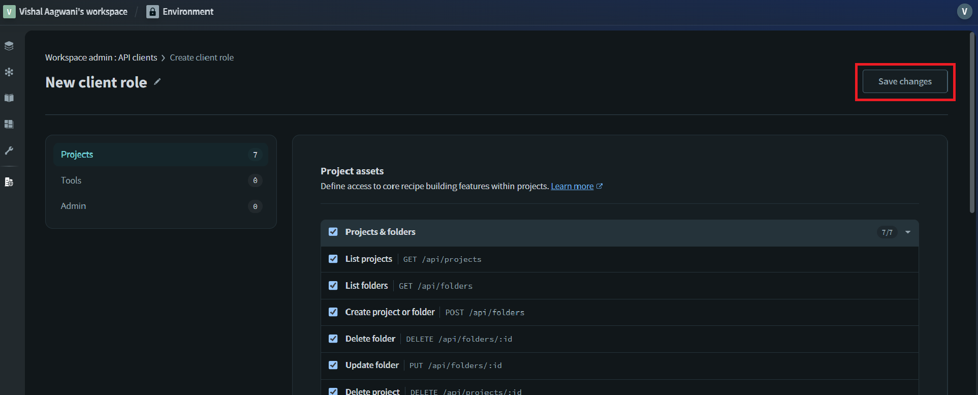 Save and edit client role