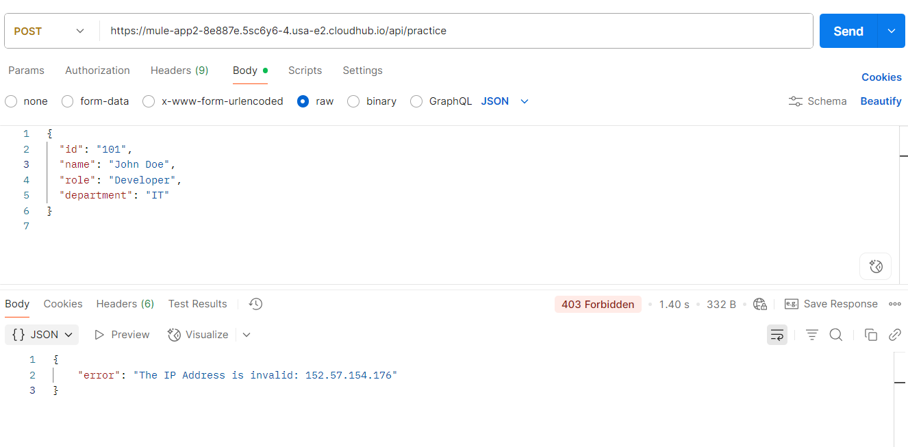 Error returned for untrusted IP access