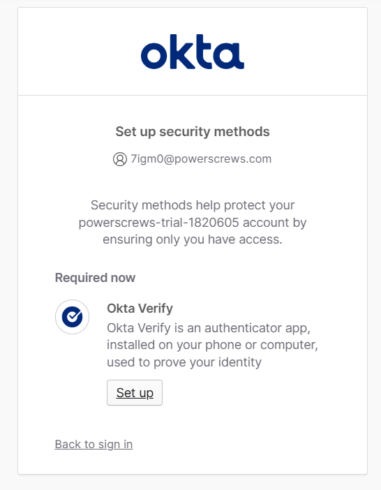 Setup security methods