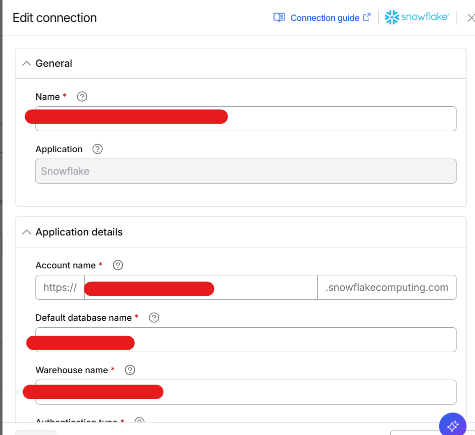 Connection of Snowflake Connector