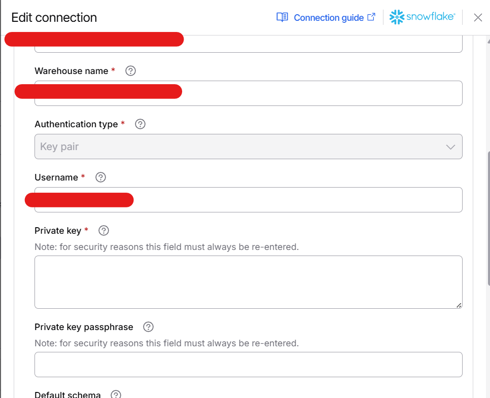 Connection of Snowflake Connector 1.0